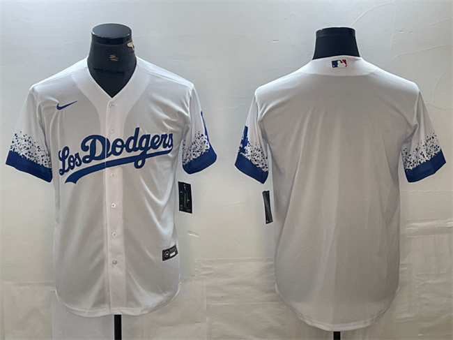 Los Angeles Dodgers Blank White City Connect Cool Base Stitched Jersey - Click Image to Close